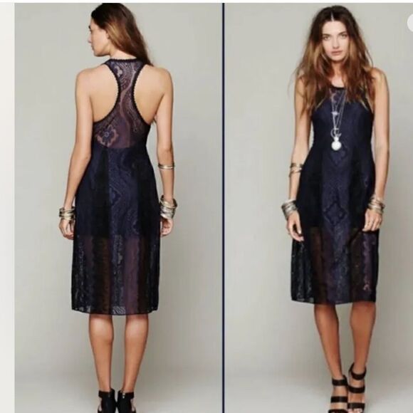 Free People Miracle Lace Midi dress size large - Picture 1 of 10